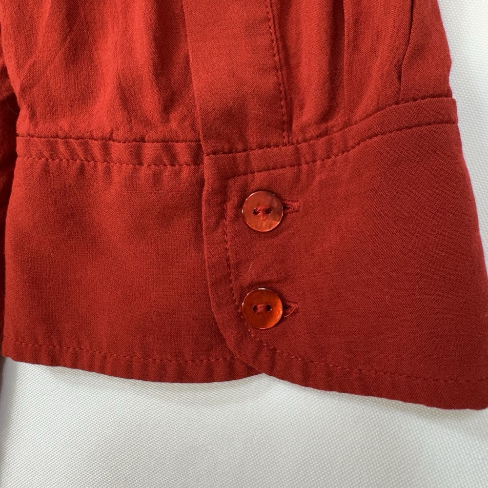Women's Button-Front Blouse - Rust Red - Picture 7 of 13